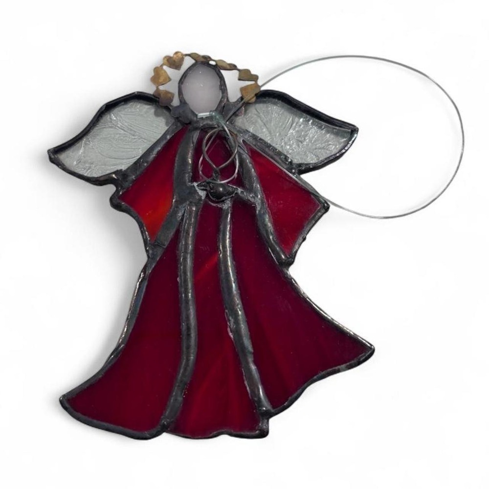 Vintage 90s Stained Glass Angel‎ Suncatcher Ornament - Picture 2 of 3